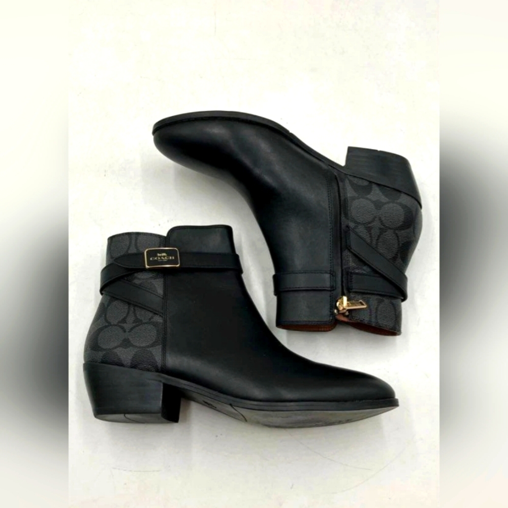 Coach Designer Dena Signature Women's Black Ankle Boots 7B